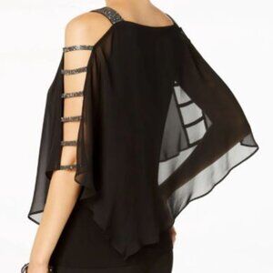 MSK Petite Embellished Chiffon Overlay Blouse